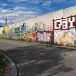 On a street and at a train station