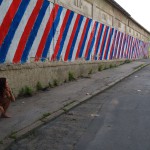 On a street and at a train station