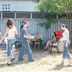 At the courtyard of the garage