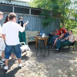 At the courtyard of the garage