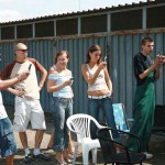 At the courtyard of the garage