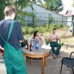 At the courtyard of the garage