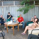 At the courtyard of the garage