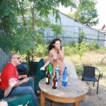 At the courtyard of the garage