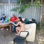 At the courtyard of the garage