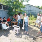 At the courtyard of the garage