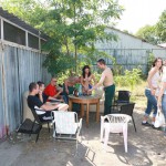 At the courtyard of the garage