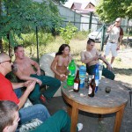 At the courtyard of the garage