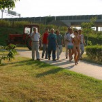 Handing out beers to construction workers