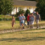 Handing out beers to construction workers