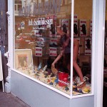 Cleaning the showroom windows