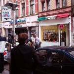 Cleaning the showroom windows