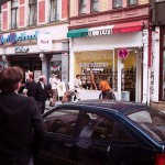 Cleaning the showroom windows