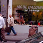 Cleaning the showroom windows