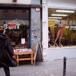 Cleaning the showroom windows