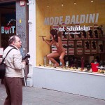 Cleaning the showroom windows