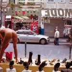 Cleaning the showroom windows