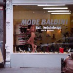 Cleaning the showroom windows