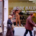 Cleaning the showroom windows