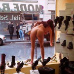 Cleaning the showroom windows