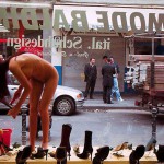 Cleaning the showroom windows