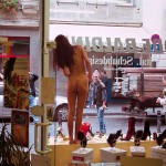 Cleaning the showroom windows