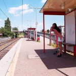 At a train and bus station