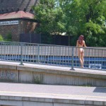 At a train and bus station