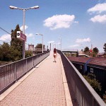 At a train and bus station