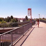 At a train and bus station