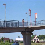 At a train and bus station