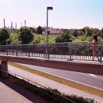 At a train and bus station