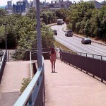 At a train and bus station