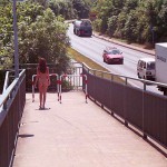 At a train and bus station