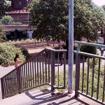 At a train and bus station