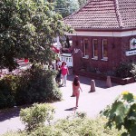 At a train and bus station