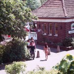 At a train and bus station