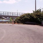 At a train and bus station