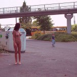 At a train and bus station