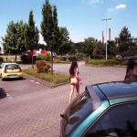 At a train and bus station