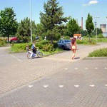 At a train and bus station