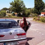 At a train and bus station