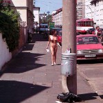 In the middle of a well frequented street