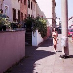 In the middle of a well frequented street