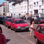 In the middle of a well frequented street