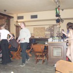 At her work place Serving in the nude