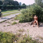 At a riverside in a residential