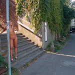 At a riverside in a residential