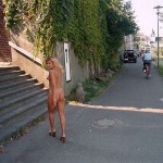 At a riverside in a residential