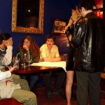 In an elegant restaurant bar